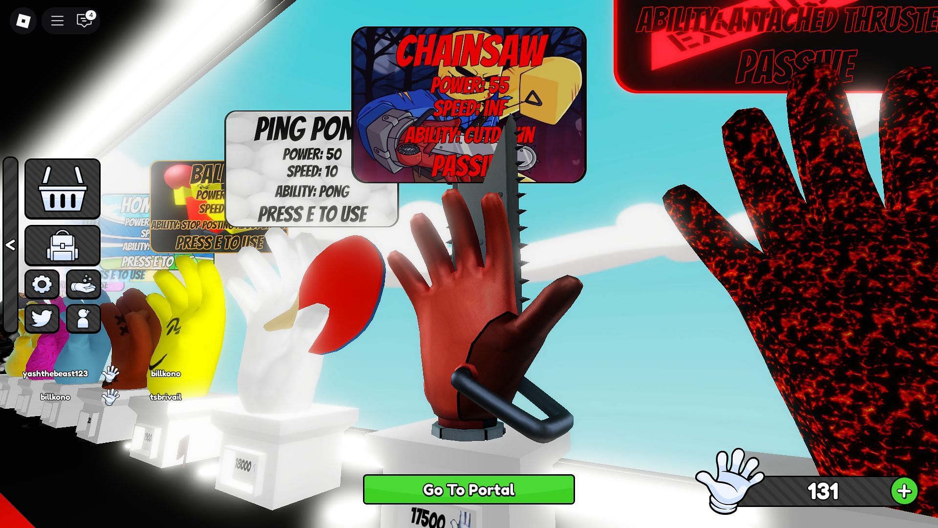 The Chainsaw glove (Image via Roblox)